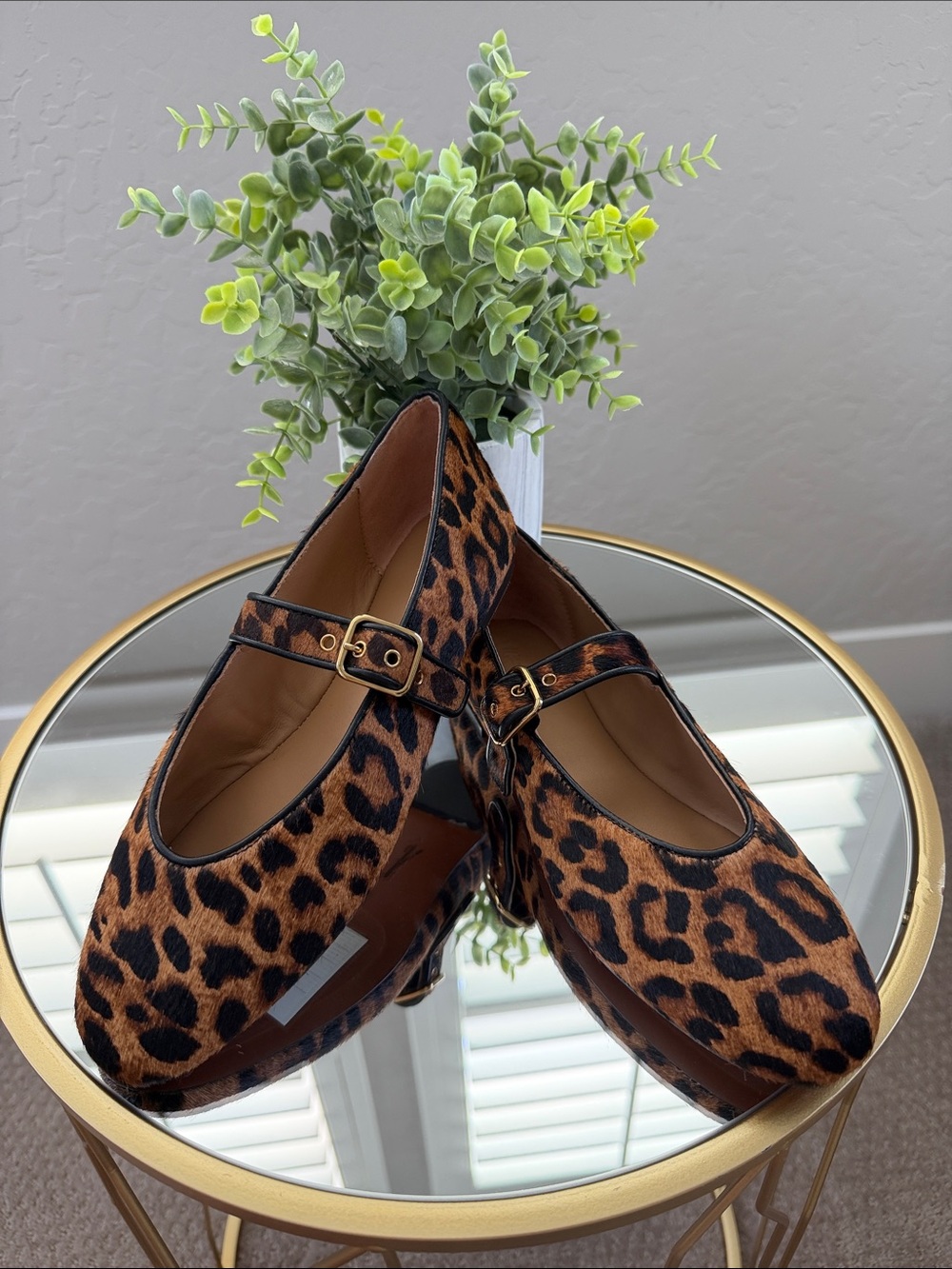 Madewell NX635 Haircalf Leopard Mary Jane Flats Size 7 NWOB